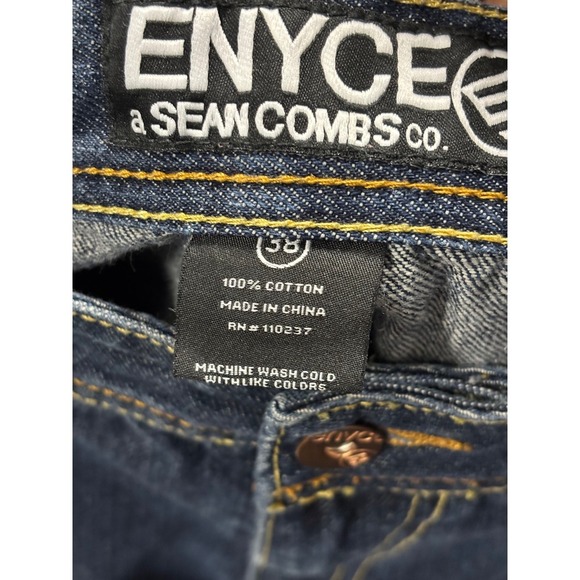 Enyce Denim Jean Shorts Men's Size 38 Dark Wash Embroidered Logo - Picture 8 of 8